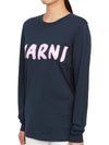 Logo Long Sleeve T-Shirt Navy - MARNI - BALAAN 5