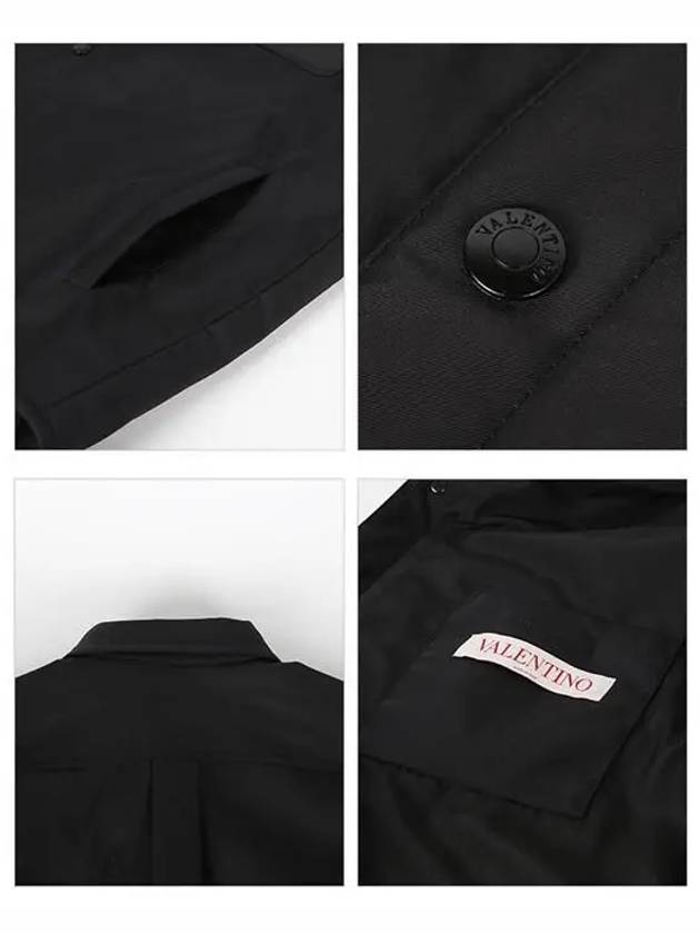 V Logo Leather Pocket Shirt Jacket Black - VALENTINO - BALAAN 6