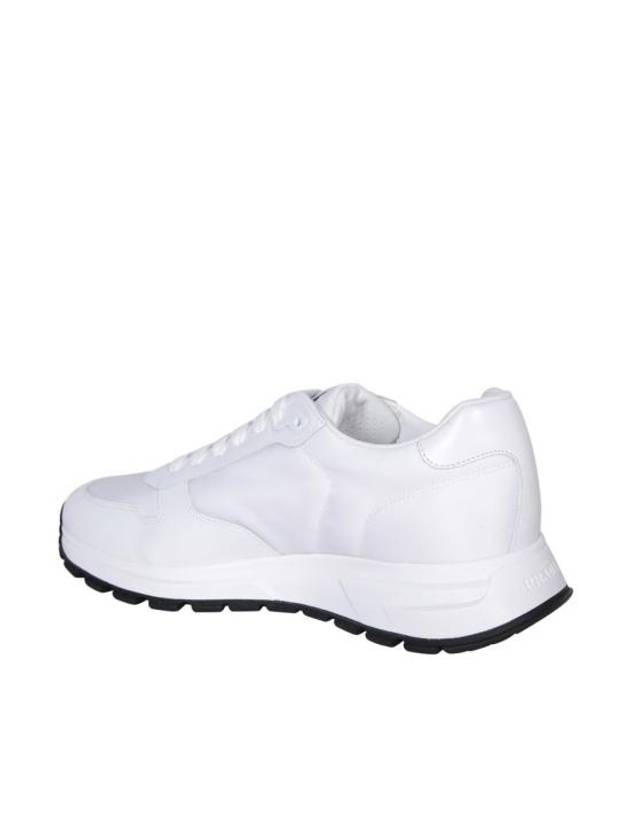 Prax 01 Re-Nylon Brushed Leather Low-Top Sneakers White - PRADA - BALAAN 4