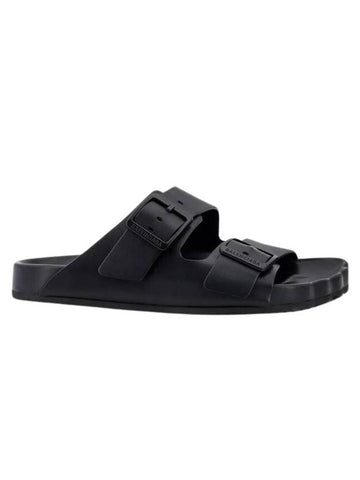 Sunday Double Buckle Leather Slippers Black - BALENCIAGA - BALAAN 1