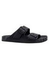 Sunday Double Buckle Leather Slippers Black - BALENCIAGA - BALAAN 1