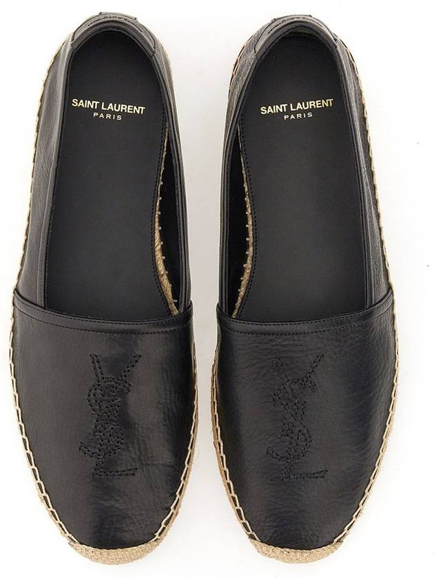 Monogram Leather Espadrilles Black - SAINT LAURENT - BALAAN 3