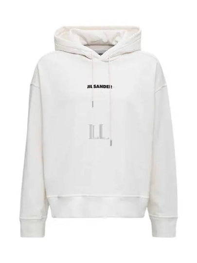 Men's Plus Logo Cotton Hoodie White - JIL SANDER - BALAAN 2