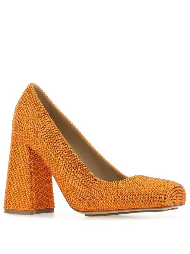 Women's Tower Square Toe Pumps Heel Tangerine - BOTTEGA VENETA - BALAAN 3