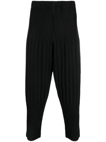 Tapered Pleated Straight Pants Black - ISSEY MIYAKE - BALAAN 1