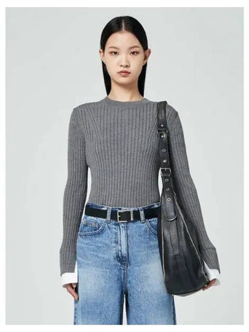 Woven cuffs round knit pullover gray domestic product GM0023102749156 - JUUN.J - BALAAN 1