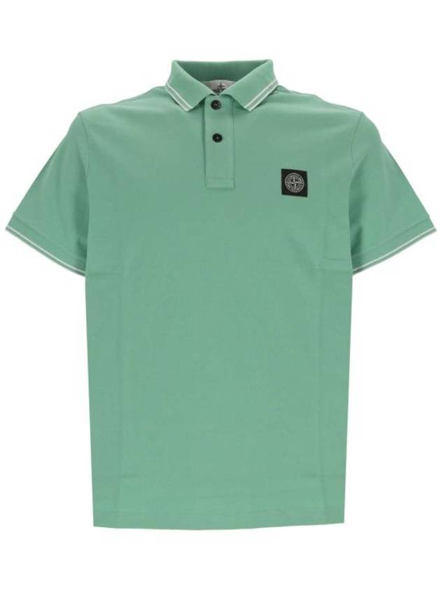 Stretch Cotton Pique Short Sleeve Polo Shirt Light Green - STONE ISLAND - BALAAN 2