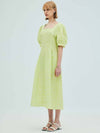 Square Neck Puff Sleeve Flare Long Dress Lime - OPENING SUNSHINE - BALAAN 4