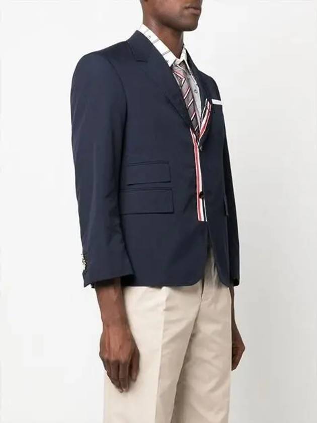 Typewriter Cloth Grosgrain Placket Sport Jacket Navy - THOM BROWNE - BALAAN 4