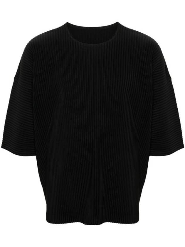 Homme Pliss Issey Miyake Short Sleeve T Shirt HP48JK103 15 BLACK - ISSEY MIYAKE - BALAAN 1