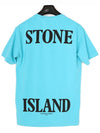 Men's Compass Embroidery Back Lettering Short Sleeve T-Shirt Blue - STONE ISLAND - BALAAN 3