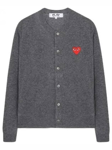 AX N007 051 3 Red Heart Wappen Wool Cardigan 670692 - COMME DES GARCONS - BALAAN 1