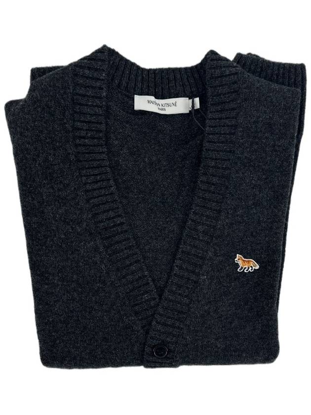 Baby Fox Patch Cosy Cardigan Dark Grey - MAISON KITSUNE - BALAAN 6