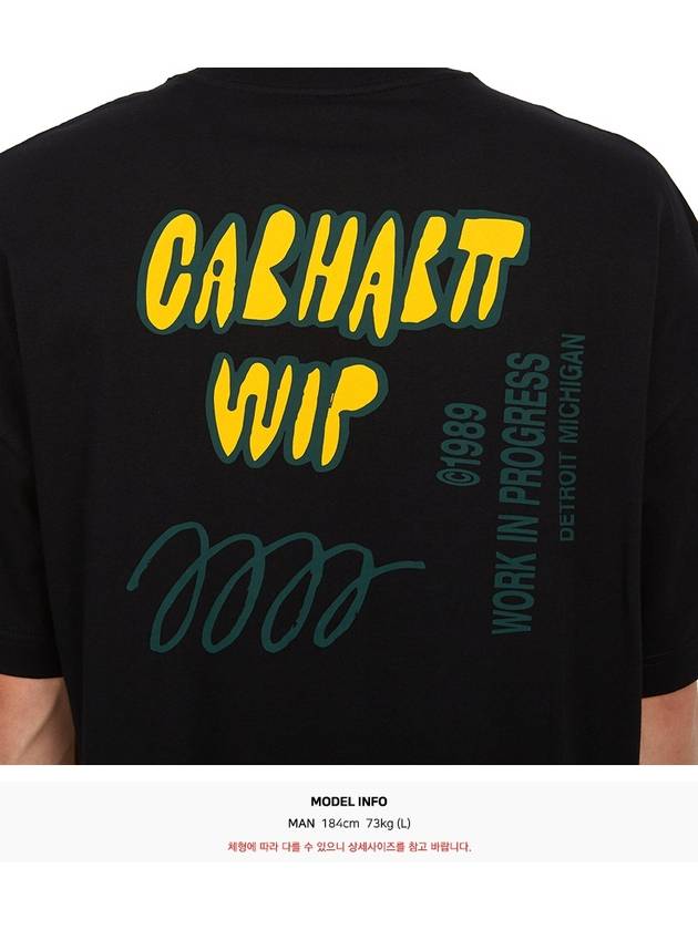 Men's Signature Short Sleeve T-Shirt Black - CARHARTT WIP - BALAAN 11