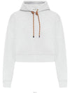 Logo Drawstring Crop Cotton Hoodie Grey - MIU MIU - BALAAN 2