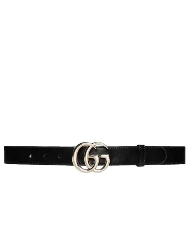 GG Marmont Thin Leather Belt Black - GUCCI - BALAAN 2