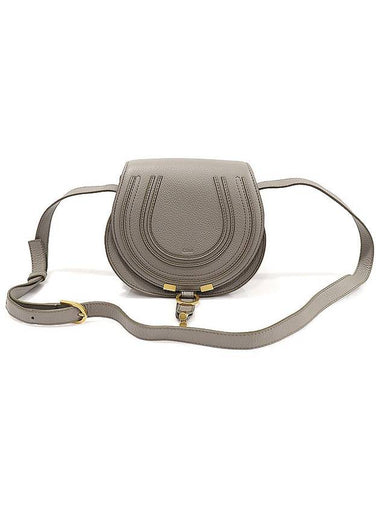 CHC21AS680F01053 Cashmere Gray Grain Calfskin Gold plated Marci Saddle Small Cross Bag - CHLOE - BALAAN 1