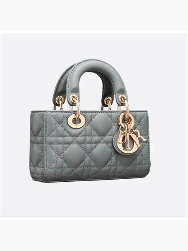 Lady D Joy Cannage Lambskin Micro Tote Bag Grey - DIOR - BALAAN 3