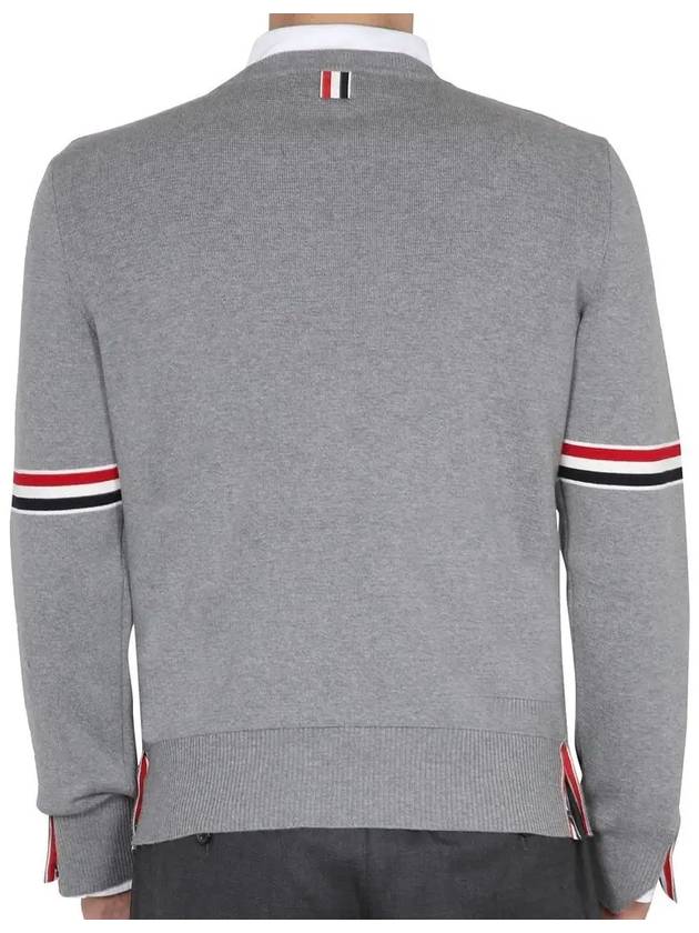 Men's Milan Stitch Armband Crew Neck Knit Top Light Grey - THOM BROWNE - BALAAN 4