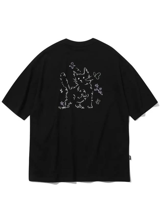 About Love Cat Embroidered Short Sleeve T-Shirt Black - CPGN STUDIO - BALAAN 3