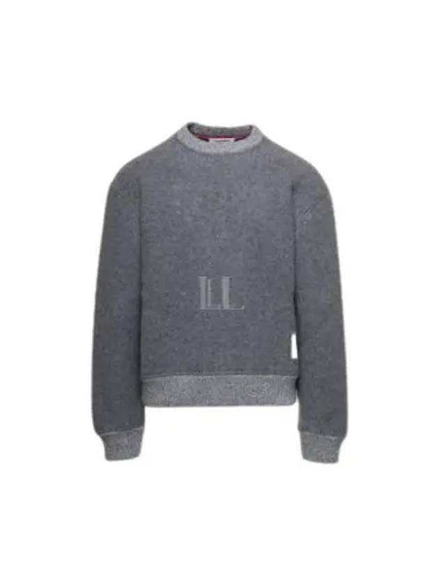 Logo Patch Striped Wool Fleece Crewneck Knit Top Grey - THOM BROWNE - BALAAN 2