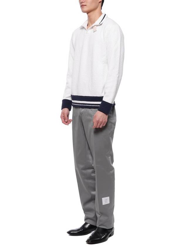 Men's Twill Unconstructed Cotton Straight Pants Grey - THOM BROWNE - BALAAN 5