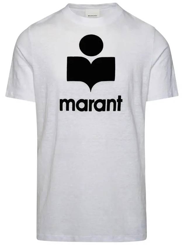 Karman Logo Print Linen Short Sleeve T-Shirt White - ISABEL MARANT - BALAAN 3