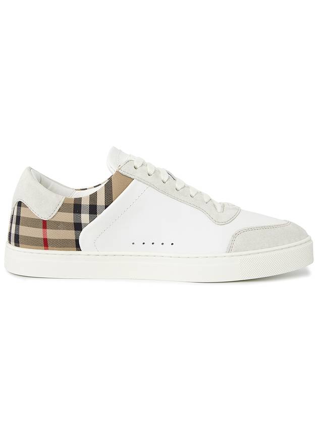 Check Leather Suede Sneakers Natural White Archive Beige - BURBERRY - BALAAN 5