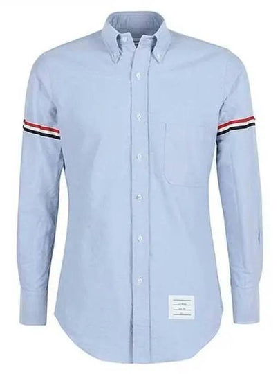 Oxford Striped Grosgrain Armband Classic Long Sleeve Shirt Light Blue - THOM BROWNE - BALAAN 2