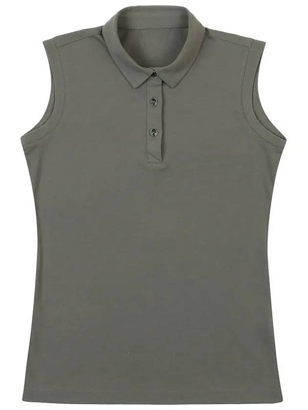 Golf Wear C P Lecture Basic Sleeveless T-Shirt KHAKI - WHITEBALL - BALAAN 8