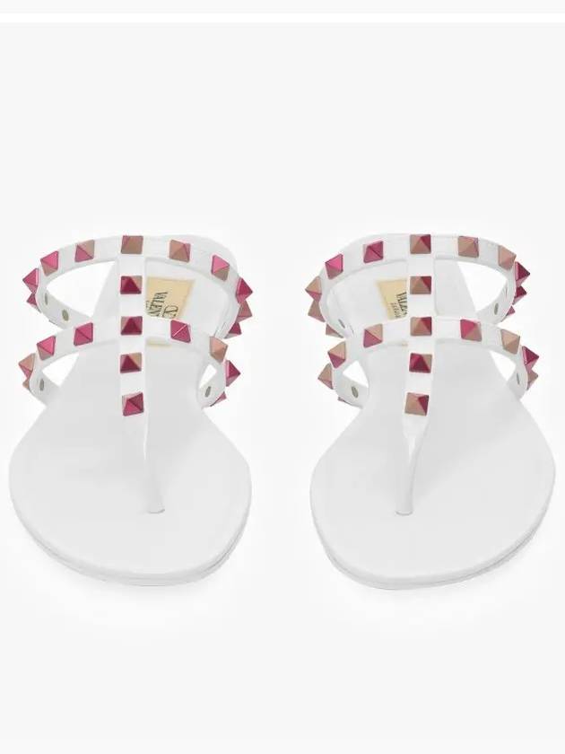 Rockstud Flat Thong Flip-Flop White - VALENTINO - BALAAN 4