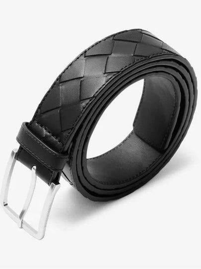 Intrecciato Leather Belt Black - BOTTEGA VENETA - BALAAN 2