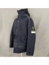 Men's David Wappen Patch Down Hooded Jacket Navy - STONE ISLAND - BALAAN 2