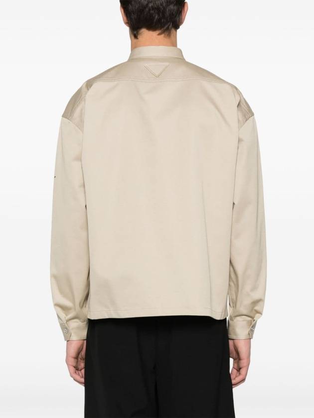 Heavy Cotton Shirt Long Sleeve Beige - PRADA - BALAAN 4