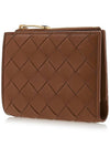 Intrecciato Small Leather Half Wallet Wood - BOTTEGA VENETA - BALAAN 3