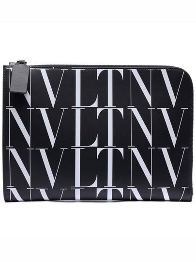 Timeless VLTN Logo Clutch Bag Black - VALENTINO - BALAAN 2