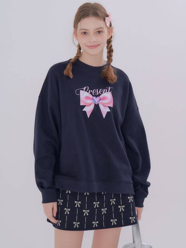 MET ribbon present sweatshirt miniskirt set navy - METAPHER - BALAAN 3