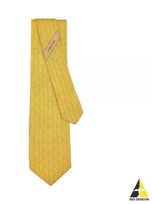 Giraffe Print Silk Tie Yellow - SALVATORE FERRAGAMO - BALAAN 2