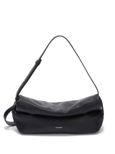 Rollup Leather Small Shoulder Bag Black - JIL SANDER - BALAAN 1