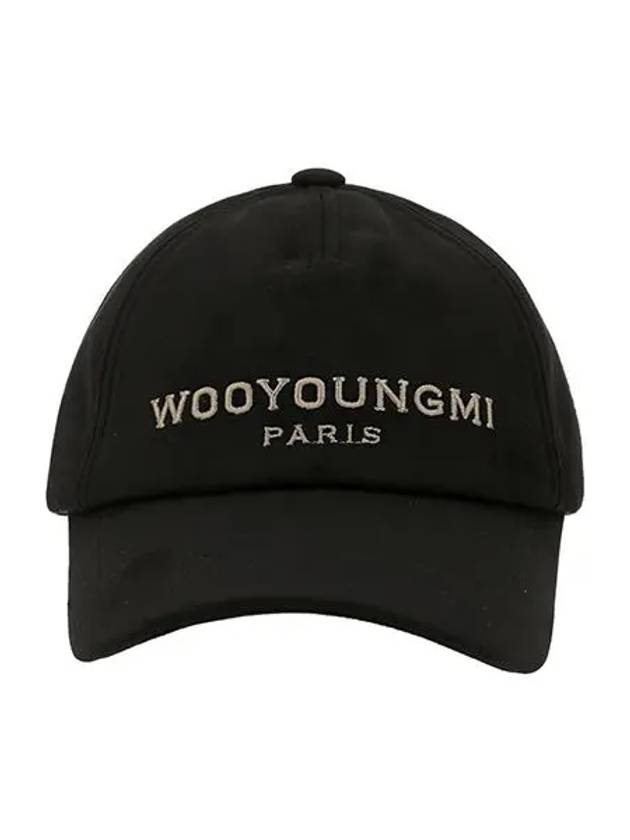 Suede Embroidered Logo Ball Cap Black - WOOYOUNGMI - BALAAN 3