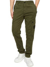 Garment Dyed Old Effect Stretch Broken Twill Cotton Cargo Pants Olive Green - STONE ISLAND - BALAAN 6