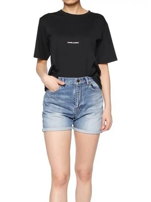 Rive Gauche Short Sleeve T-Shirt Black - SAINT LAURENT - BALAAN 3