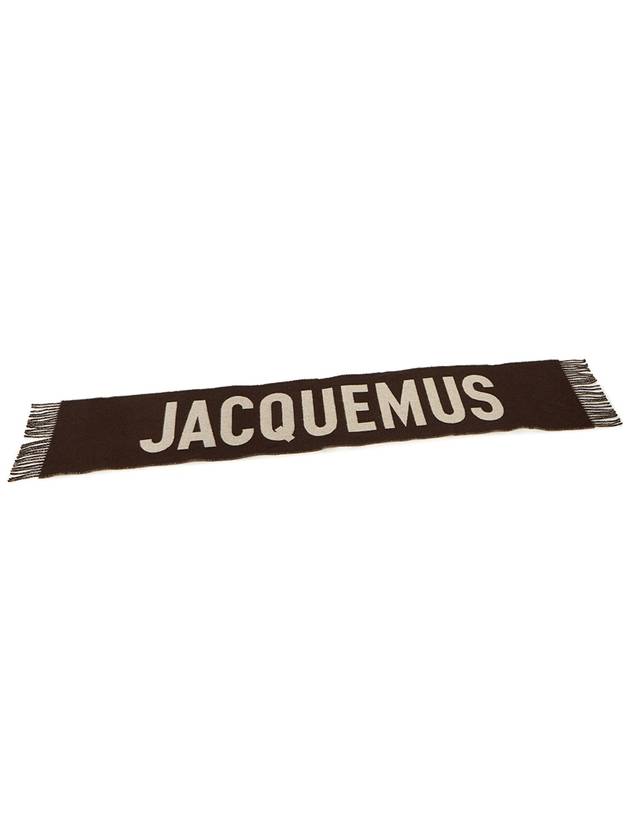 Lecharpe Fringe Logo Virgin Wool Muffler Brown - JACQUEMUS - BALAAN 5