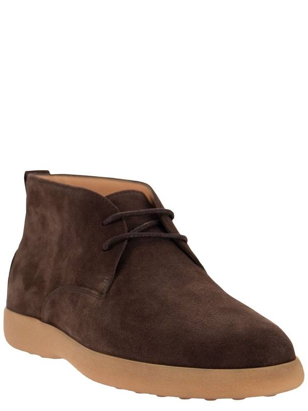 Suede Lace-Up Ankle Boots Brown - TOD'S - BALAAN 3