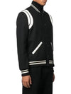 Teddy Bomber Jacket in Wool Black White - SAINT LAURENT - BALAAN 5