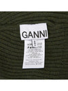 Logo Patch Ribbed Knit Beanie Khaki - GANNI - BALAAN 6