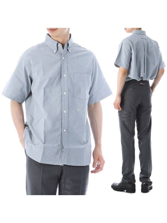 Logo embroidery button down wind overfit short sleeve shirt SUGS300E GRAYISHNAVY - NANAMICA - BALAAN 1