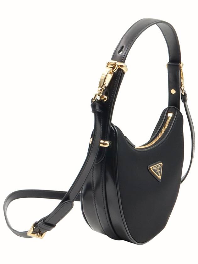 Black Re Nylon Brushed Leather Gold Triangle Logo Arque Hobo 2WAY 1BC194 - PRADA - BALAAN 4