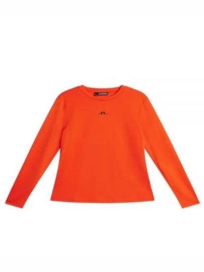 Golf Logo Print Ada Long Sleeve T-Shirt Tangerine Tango - J.LINDEBERG - BALAAN 2