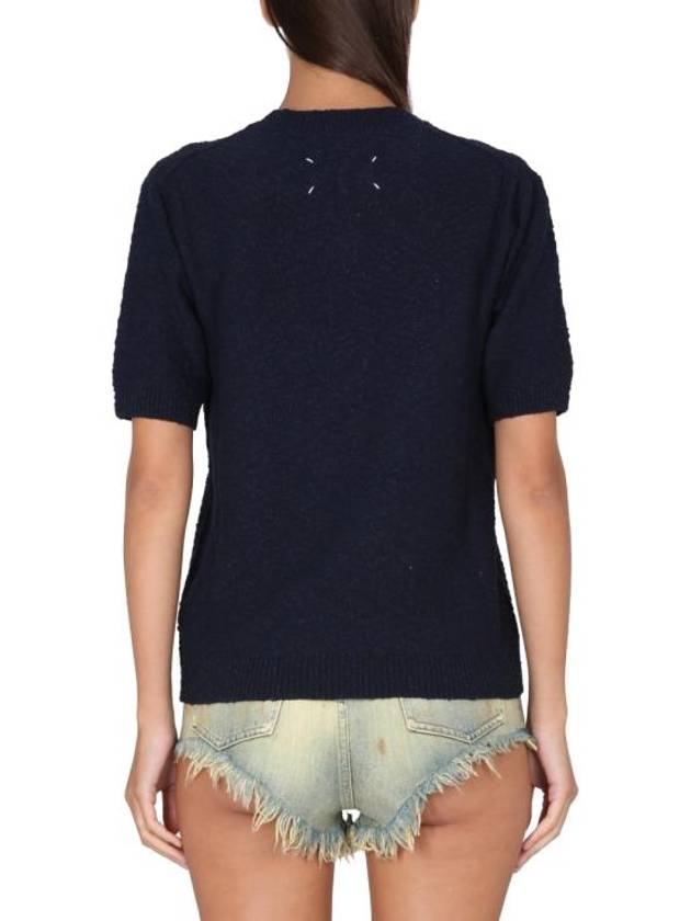 V-Neck Knit Top Navy - MAISON MARGIELA - BALAAN 3